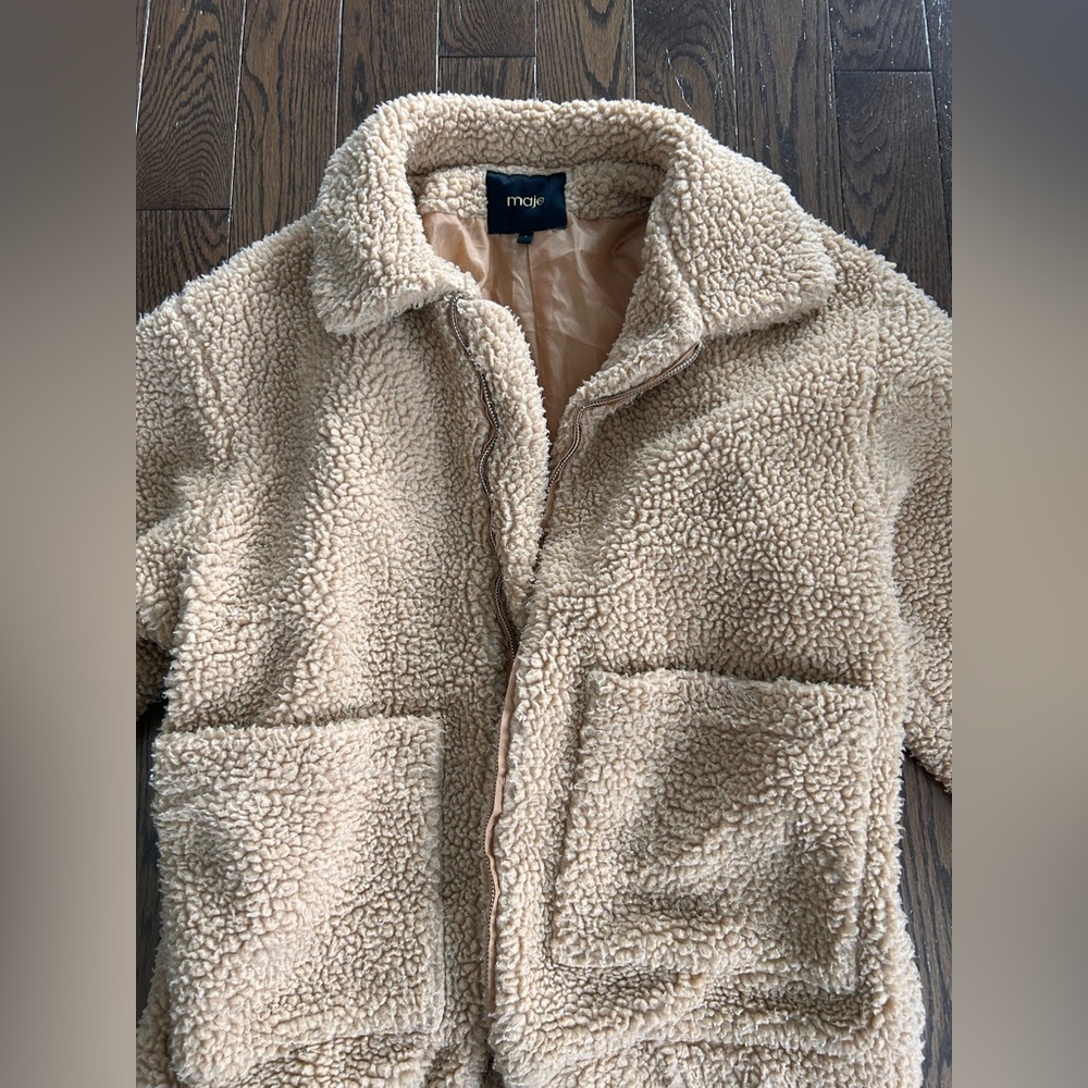 Maje Beige Teddy Jacket